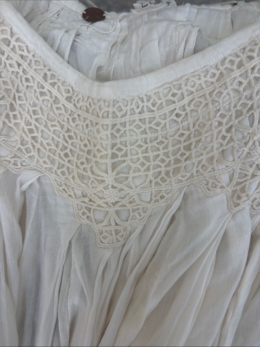 Free People: FP One: Cotton Cream Crochet-Yoke Boho Tunic Top - Picture 4 of 5